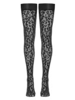 Cottelli Legwear - Limited Edition - Hold Up Strømper Med Leopardmønster - Bilde 2