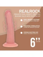 Realrock - Dual Density Vibrator Dildo med Sugekopp - 6"/15,5cm - Beige - Bilde 6